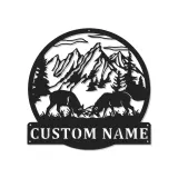 Cartel de metal LED de alce de montaña personalizado, regalo para amante de la naturaleza, decoración de cabaña rústica