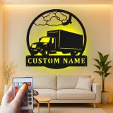 Insegna in metallo LED personalizzata per camion, regalo per camionisti, decorazione per garage per appassionati di camion 1