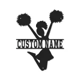 Insegna in metallo LED a silhouette di cheerleader personalizzata regalo per appassionati di cheer decorazione camera teen