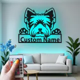 Cartel de metal LED personalizado de Yorkie, regalo para amantes de los perros, decoración para la sala de estar 1