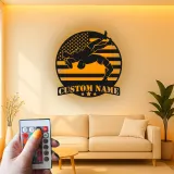Décoration murale en métal personnalisée avec éclairage LED pour la lutte - Cadeau personnalisé pour lutteurs