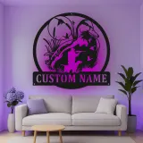 Insegna in metallo personalizzata con luce LED caccia anatre regalo per cacciatori decorazione per man cave o baita 1