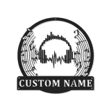 Decorazione murale LED cuffie personalizzata | Insegna in metallo su misura per studio | Targa DJ e regalo per amanti della musica | Decorazione audio soundwave