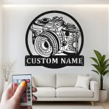 Personalisierte Vintage Kamera LED Licht Metall-Wandkunst Geschenk für Fotografen, Studio- oder Bürodekor