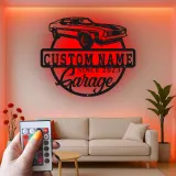 Custom Muscle Car Led Light Metal Wall Art Personalized Garage Gift for Car Enthusiasts Man Cave Decor 5
