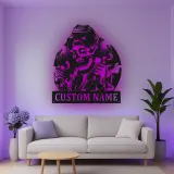 Personalisierte LED-Schädel Metall-Wandkunst – Einzigartiges Geschenk für Schweißer