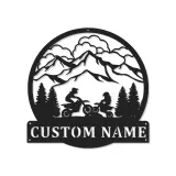 Custom Dirt Bike Mountain Scene Led Light Metal Wall Art Gift for Bikers Adventure Decor for Garage or Man Cave
