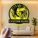 Décoration murale en métal personnalisée avec lumière LED en forme de dinosaure pour la chambre ou la salle de jeux des enfants 1