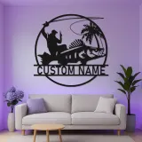 Personalized Fisherman Light | Custom LED Metal Sign for Anglers | Lake House & Man Cave Wall Art Decor