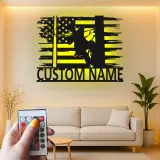 Décoration murale en métal personnalisée avec drapeau américain et rétroéclairage pour électriciens