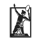 Personalized Tennis Player Metal Wall Art | Custom LED Name Sign for Game Room | Athlete Silhouette Decor