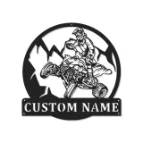 Décoration murale en métal personnalisée pour conducteur d'ATV avec rétroéclairage LED - Cadeau d'aventure pour les passionnés de tout-terrain, décoration de garage ou de man cave