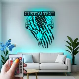 Custom Deer Skull with American Flag Led Light Metal Wall Art Personalized Gift for Hunter Rustic Man Cave Decor