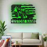 Insegna in metallo LED personalizzata a forma di trattore - Regalo per agricoltori - Decorazione per garage o man cave
