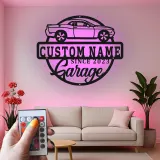 Cartel de metal LED de coche deportivo personalizado Regalo para entusiasta de coches Decoración de garaje Señal
