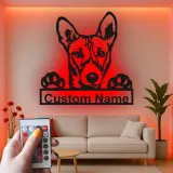 Personalisierte LED-Metall-Wandkunst mit Hunderasse – Geschenk für Hundeliebhaber, Wohn- oder Eingangsbereich