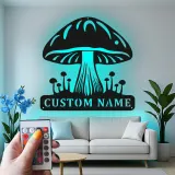 Individuelles Pilz-Metallschild | Personalisierte LED-Pilz-Wandkunst | Vintage-Naturfreunde-Geschenk für Studio- und Schlafzimmerdekoration