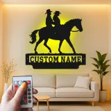 Custom Couple Horseback Riding Sign | LED Metal Wall Art for Home | Personalized Western Decor Gift for Equestrians