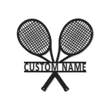 Enseigne LED personnalisée raquettes de tennis | Décoration murale en métal personnalisée | Décor sportif premium | Cadeau pour coach et enseigne de salle de jeux