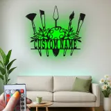 Insegna in metallo personalizzata con luce LED a forma di tavolozza per artisti regalo personalizzato per pittori, decorazione per studio o sala d'arte