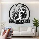 Insegna in metallo personalizzata con luce LED caccia anatre regalo per cacciatori decorazione per man cave o baita 1