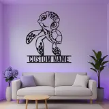 Custom Sea Turtle LED Sign | Metal Nursery Decor | Personalized Kids Room Light | Ocean Animal Wall Art