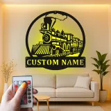 Custom Train Locomotive Led Light Metal Wall Art Personalized Gift for Train Enthusiasts Kids Room Decor 1