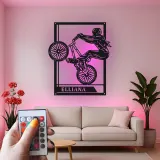 Insegna in metallo LED personalizzata per ciclisti con BMX Rider - Regalo per ciclisti, decorazione per garage o camera da letto