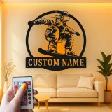 Personalisierte Snowboarder-Leuchtschilder | Personalisiertes Metallschild | Teenagerzimmer Dekor & Wintersport Geschenk