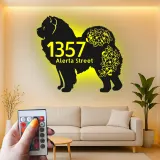 Insegna in metallo LED personalizzata Chow Chow, regalo per amanti dei cani, decorazione per indirizzo esterno