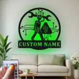 Custom Electrician Led Light Metal Wall Art Personalized Gift for Electricians Workshop or Garage Decor
