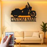 Custom Motorcycle Led Light Metal Wall Art Personalized Biker Gift for Him Garage or Man Cave Decor