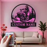 Personalized Snowmobile LED Metal Wall Art | Custom Name Sign for Rider | Winter Sports Decor & Outdoor Enthusiast Gift