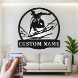 Personalisierte Skateboarder LED Metalltafel | Individuelles Skater Namensschild | Wandkunst für Jugendzimmer & Spielzimmer