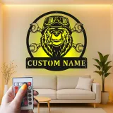Arte da parete LED in metallo con gorilla meccanico | Insegna personalizzata per garage o officina | Regalo personalizzato per meccanici