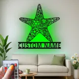 Personalized Starfish LED Sign | Custom Name Metal Wall Art | Ocean Inspired Decor for Beach House, Salon or Nursery