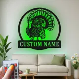 Décoration murale en métal personnalisée avec LED en forme de dinde - Cadeau de Thanksgiving pour la cuisine ou la salle à manger