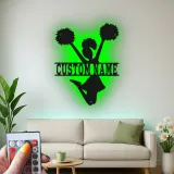 Insegna in metallo LED a silhouette di cheerleader personalizzata regalo per appassionati di cheer decorazione camera teen