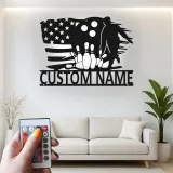 Insegna in metallo personalizzata con luce LED per giocatori di bowling - Regalo personalizzato per appassionati di bowling e decorazione per sale giochi e sport 1