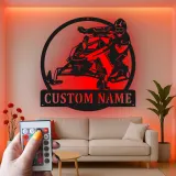 Insegna in metallo personalizzata per motoslitta | Arte murale LED personalizzata | Regalo per appassionati di sport invernali e decorazione per garage