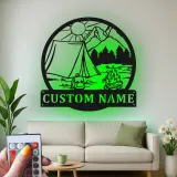 Custom Camping Scene Led Light Metal Wall Art Personalized Outdoor Enthusiast Gift Cabin or RV Decor 3