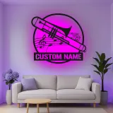 Décoration murale en métal personnalisée avec rétroéclairage LED Trombone - Cadeau pour Musicien - Décor de Salle de Musique pour Amateurs de Trombone