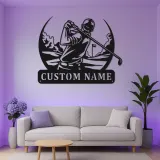 Insegna in metallo personalizzata per golfista con LED | Decorazione murale golf su misura | Arredo per man cave e regalo originale per amanti del golf