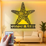 Personalized Starfish LED Sign | Custom Name Metal Wall Art | Ocean Inspired Decor for Beach House, Salon or Nursery