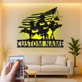 Soldier Silhouette Metal Sign | Custom Military Wall Art with LED | Patriotic Decor for Veterans