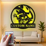 Décoration murale en métal personnalisée Raton laveur cowboy avec rétroéclairage
