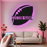 Custom Football LED Sign | Personalized Metal Wall Art | Game Room Decor & Sports Fan Gift | Teen Bedroom Light