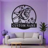 Personalized Sloth LED Sign | Custom Metal Name Wall Art for Nursery | Jungle Animal Decor | Kid's Room Light Gift