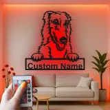 Décoration murale en métal personnalisée avec rétroéclairage pour Collie