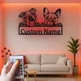 Cartel de metal LED personalizado de Bulldog y Bulldog Francés, regalo para amantes de los perros, decoración para la sala de estar